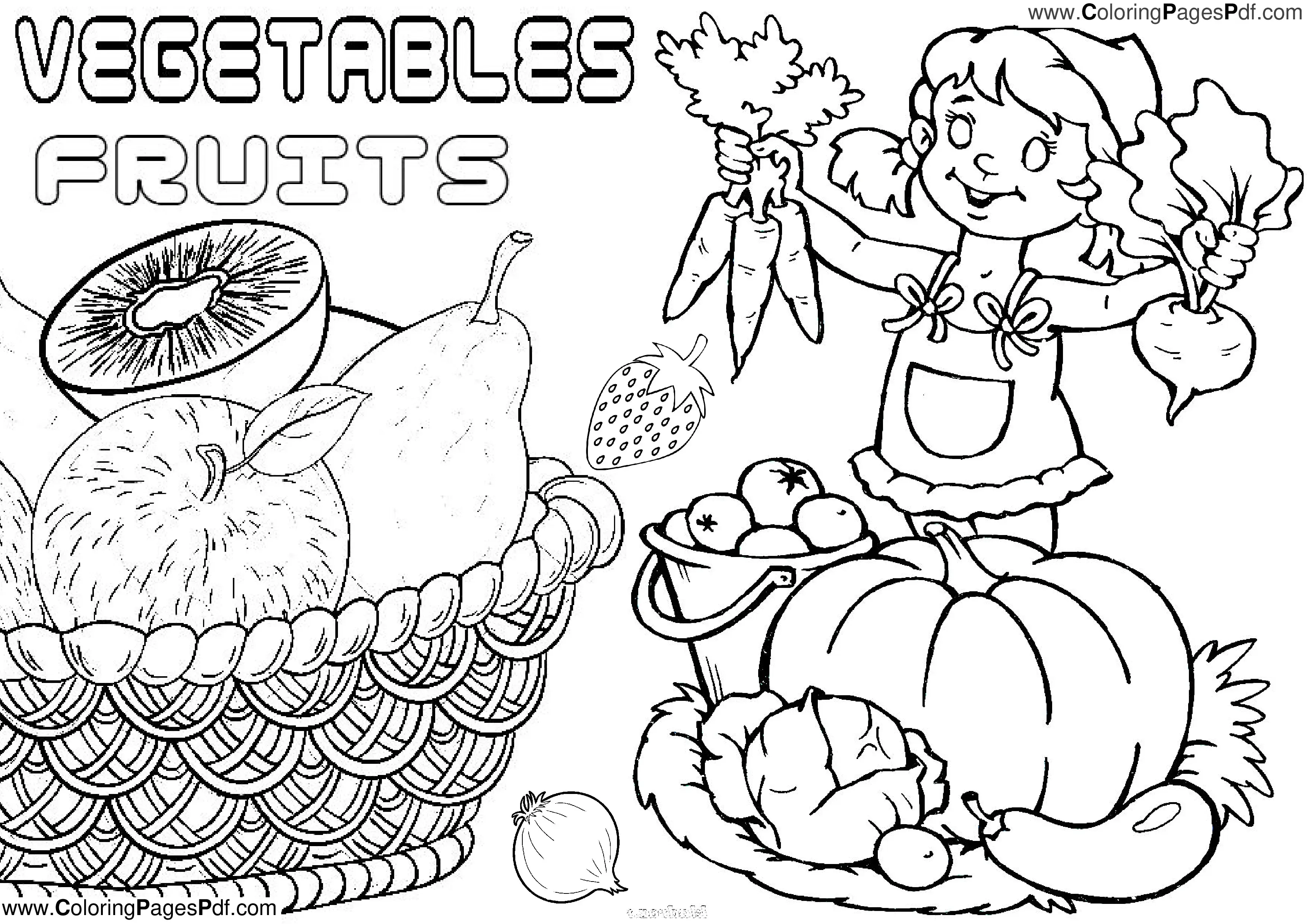 Fruits and vegetables coloring pages