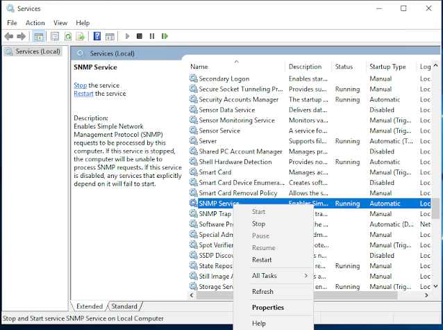 Restart Service SNMP