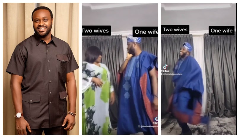 Hilarious moment as Femi Adebayo wife slaps him after revealing he wants a second wife (Video)