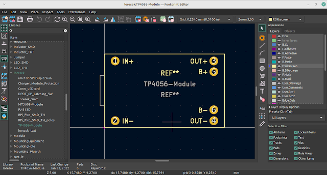 TP4056 Module KiCad Custom Footprint