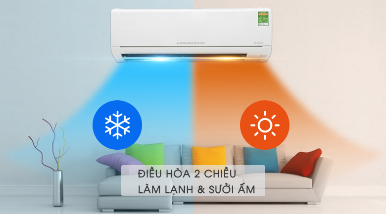 Điều hòa 2 chiều mitsubishi Electric đảo gió 4 hướng