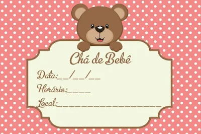 Convite Chá de Bebê Urso simples