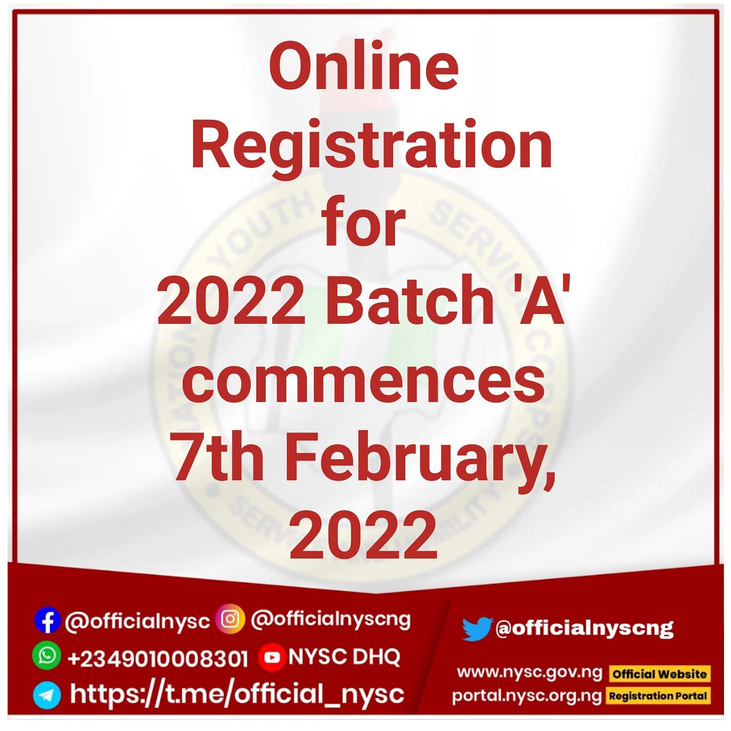NYSC 2022 Batch 'A' Online Registration Guidelines | Stream I, II