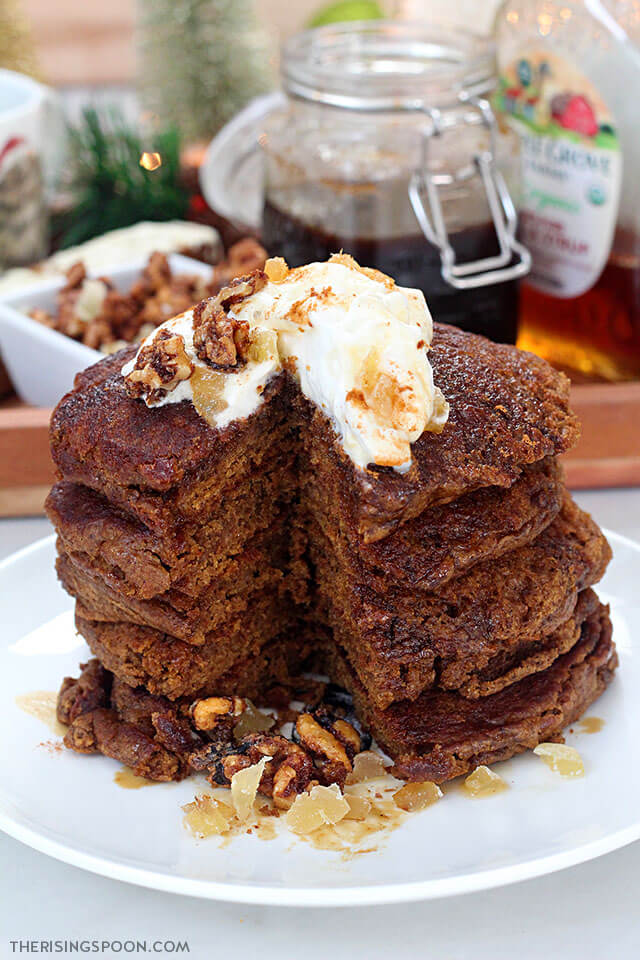 Gingerbread Pancakes with Whipped Cream (Easy Breakfast Recipe For Winter & Christmas)
