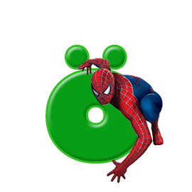 Abecedario en Verde con el Hombre Araña o Spiderman.