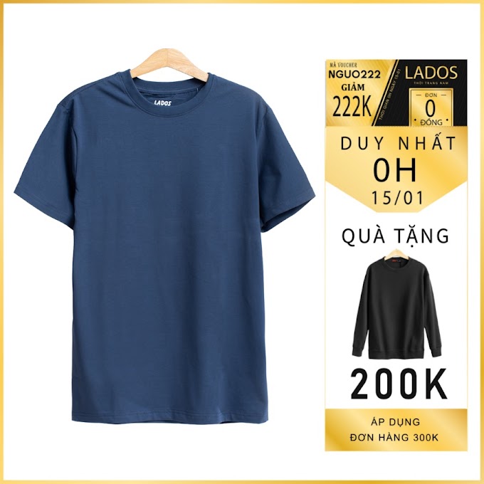 Mall Shop [ nguonhangthoitrang ] Áo thun unisex cotton cổ tròn LADOS - 29021 chất thun 100% cotton 4 chiều với nhiều màu sắc tươi sáng trẻ trung