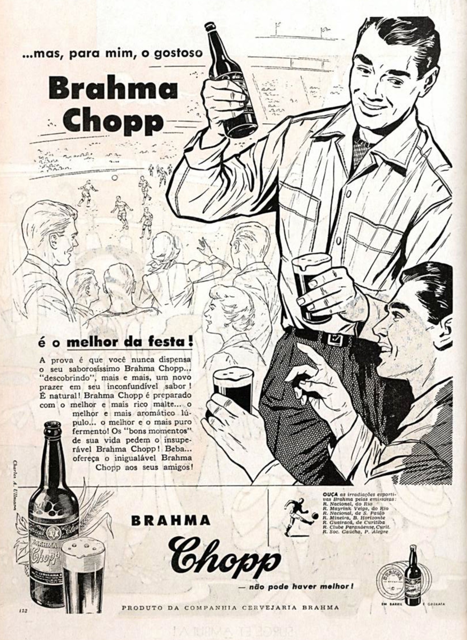 Propaganda antiga veiculada em 1955 promovendo o Chopp da Brahma