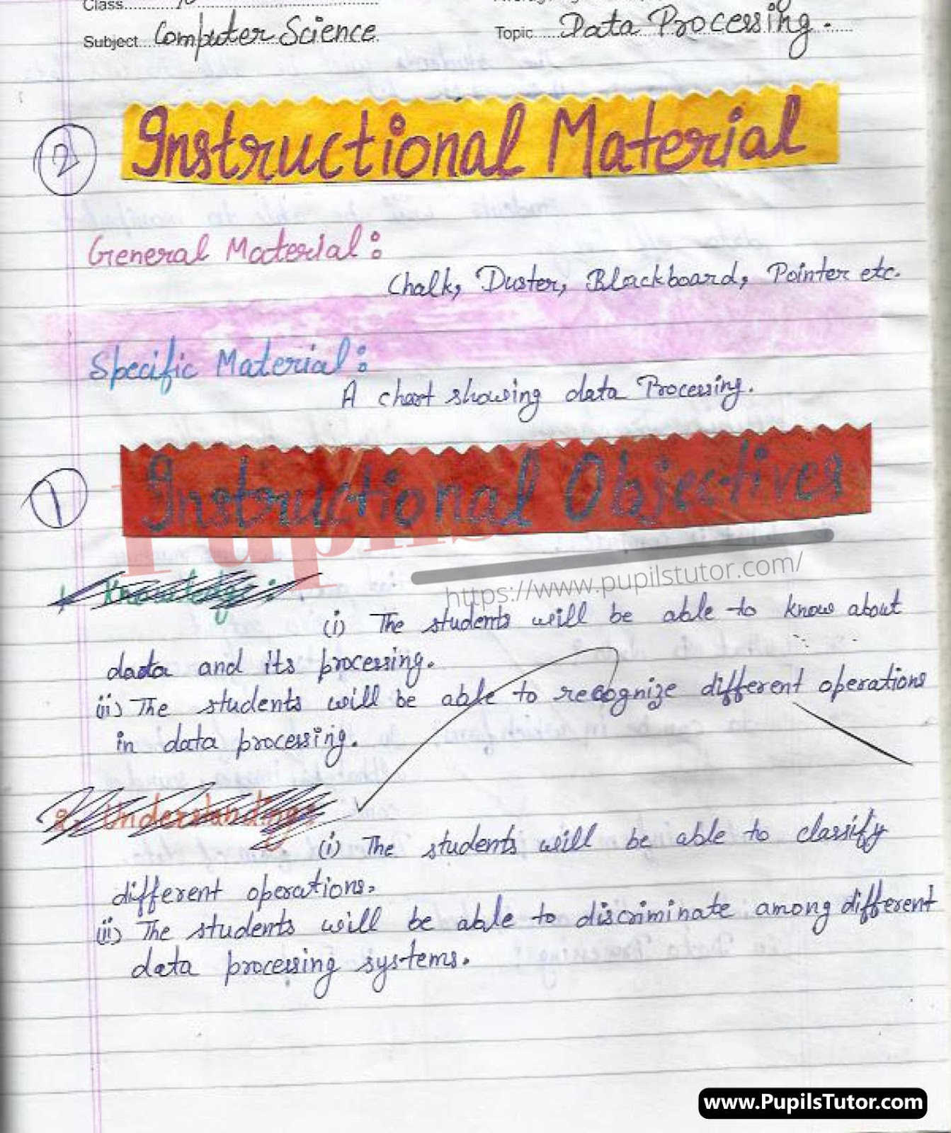 Data Processing In Computer Lesson Plan – (Page And Image Number 1) – Pupils Tutor