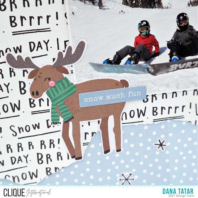 Winter Snowboarding Scrapbook Layout with Die-Cuts