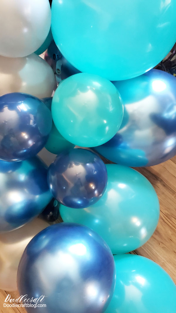 See how the balloons just absolutely look amazing all clustered together?   You can scatter your balloons and spread all the colors around, or cluster them in color groups to give it an ombre effect.