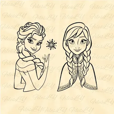 Elsa and Anna SVG files present the inseparable bond between the Snow Queen Elsa and her spirited sister Anna from Disney's "Frozen" series in scalable vector graphics