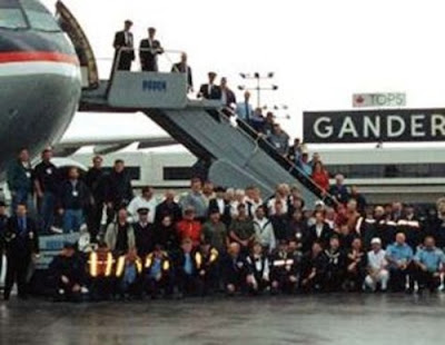 Photo of people just having deplaned at the Gander Airport