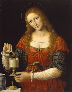 Portrait of Mary Magdalene by Andrea Solari circa 1524, related to the Last Supper painting by Leonardo da Vinci.