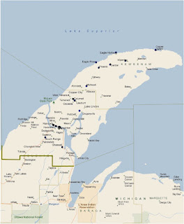 Map-Keweenaw Peninsula Region, MI-Vacation Area Peninsula