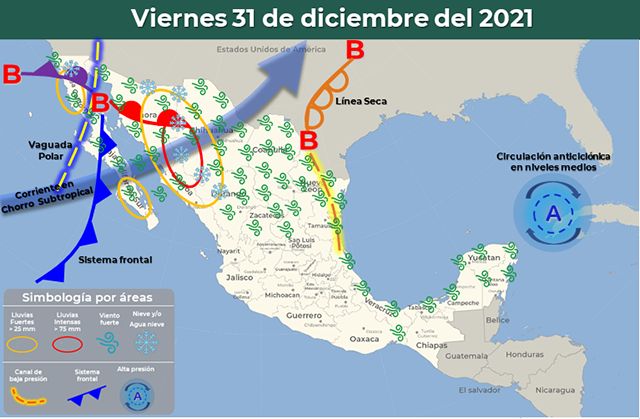 Año Nuevo: El sábado 1 "surada" y domingo 2 y lunes 3 frente frío con "norte"