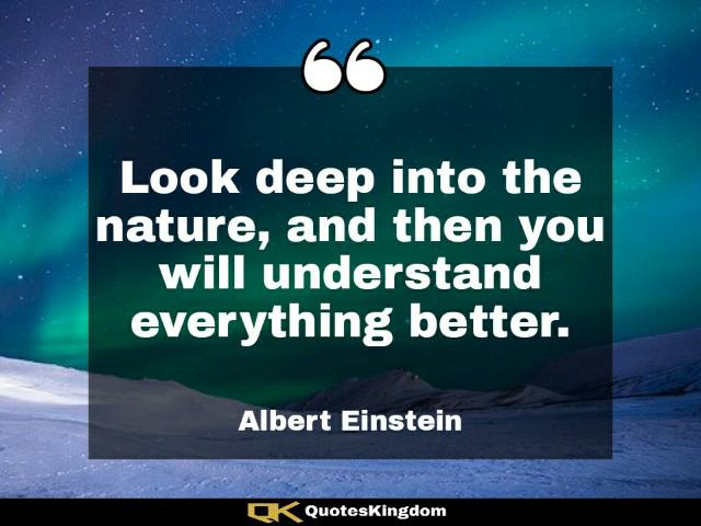 Albert Einstein best quote. Albert Einstein inspirational quote. Look deep into the nature, and ...