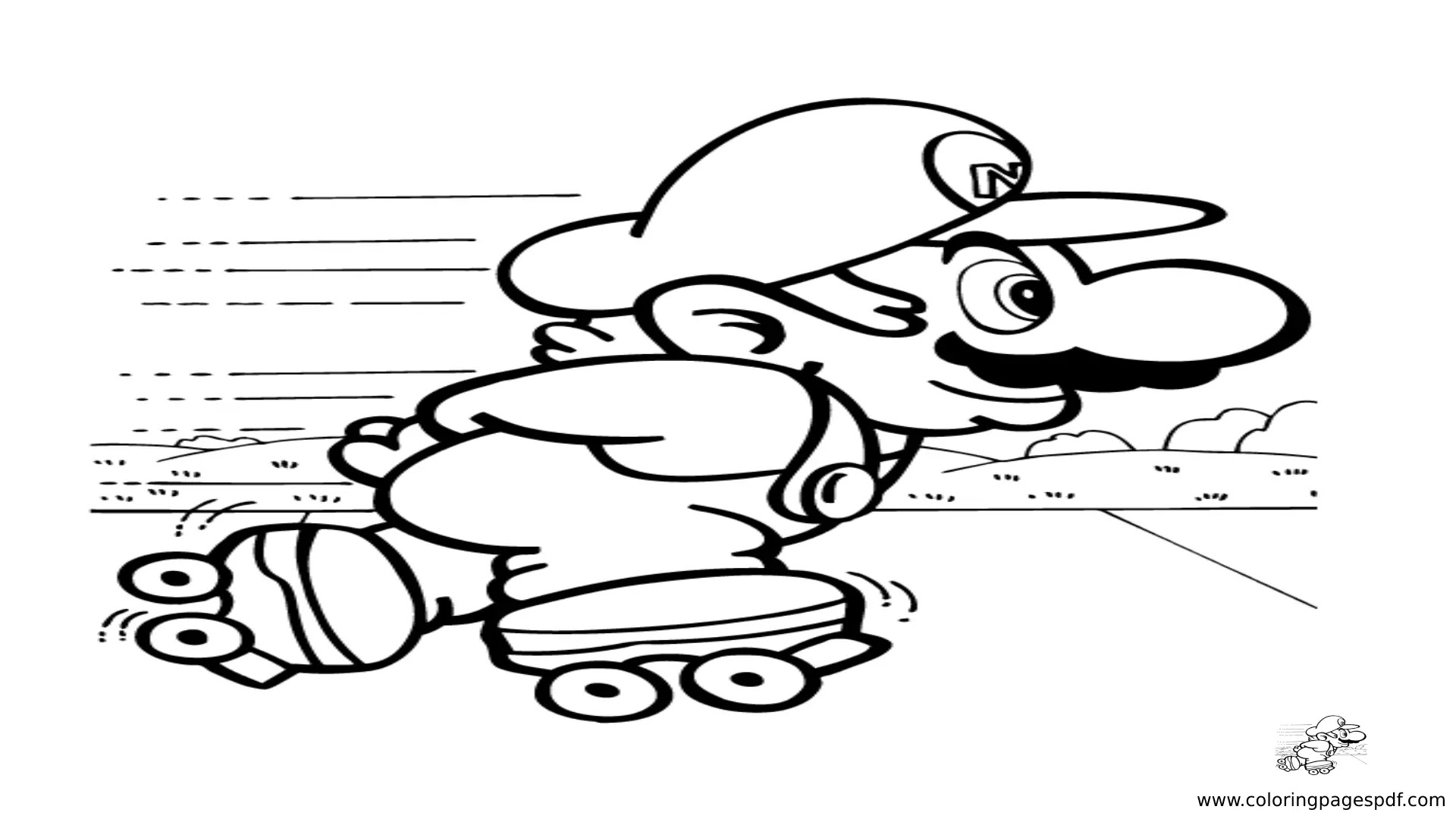 Coloring Pages Of Super Mario Roller-skating