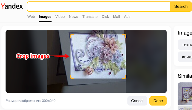 Yandex reverse image search