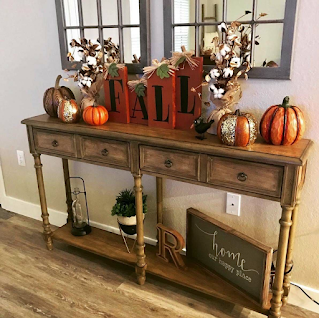 fall themed console table