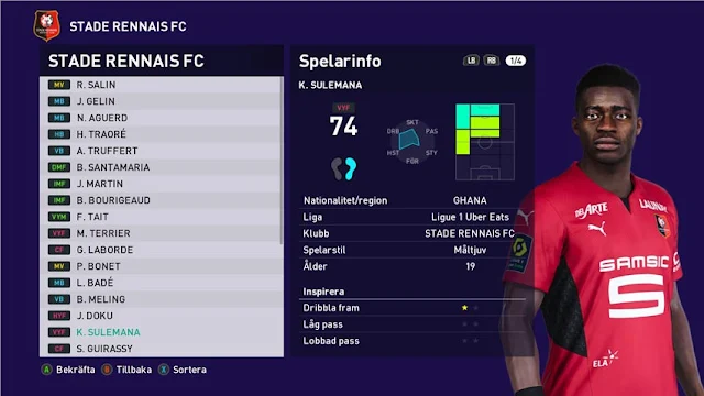 Kamaldeen Sulemana Face For eFootball PES 2021