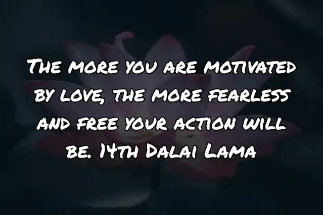 The more you are motivated by love, the more fearless and free your action will be. 14th Dalai Lama