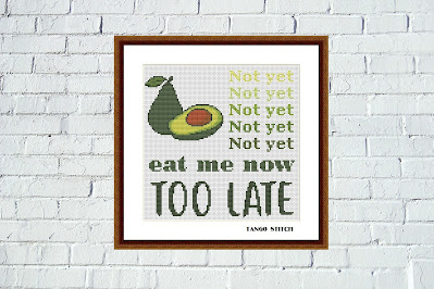 Avocado funny kitchen quote cross stitch ornament pattern