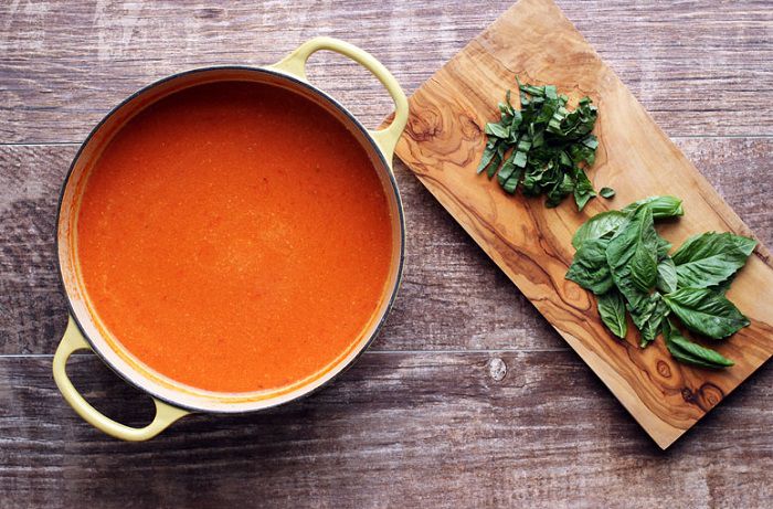 Quick Tomato Soup with Fresh Basil