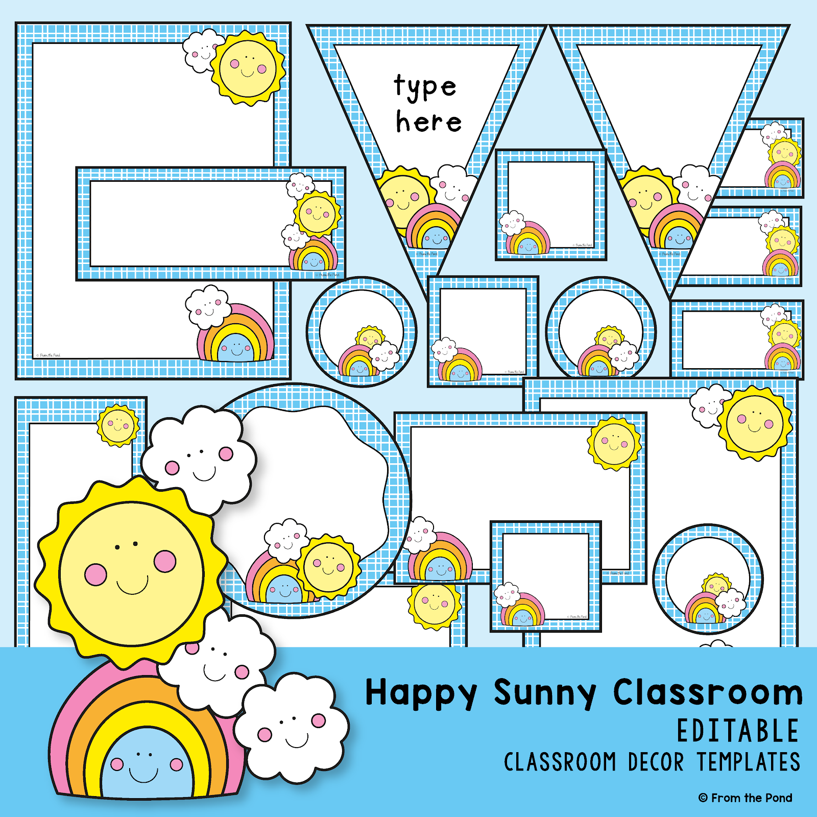 Alphabet Posters Rainbow Editable Classroom Decor by From the Pond