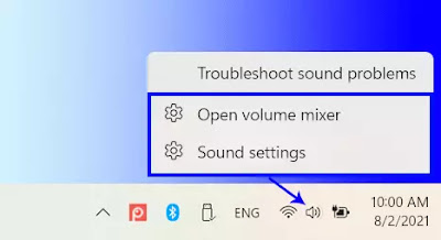 buka settings dari ikon volume