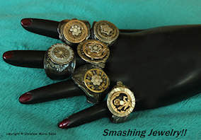 Smashed Button Rings