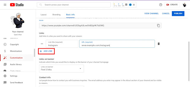Add Social Media Links on YouTube