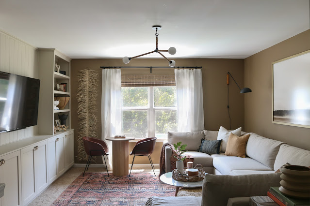 Cozy Family Room Painted Benjamin Moore Coriander Seed