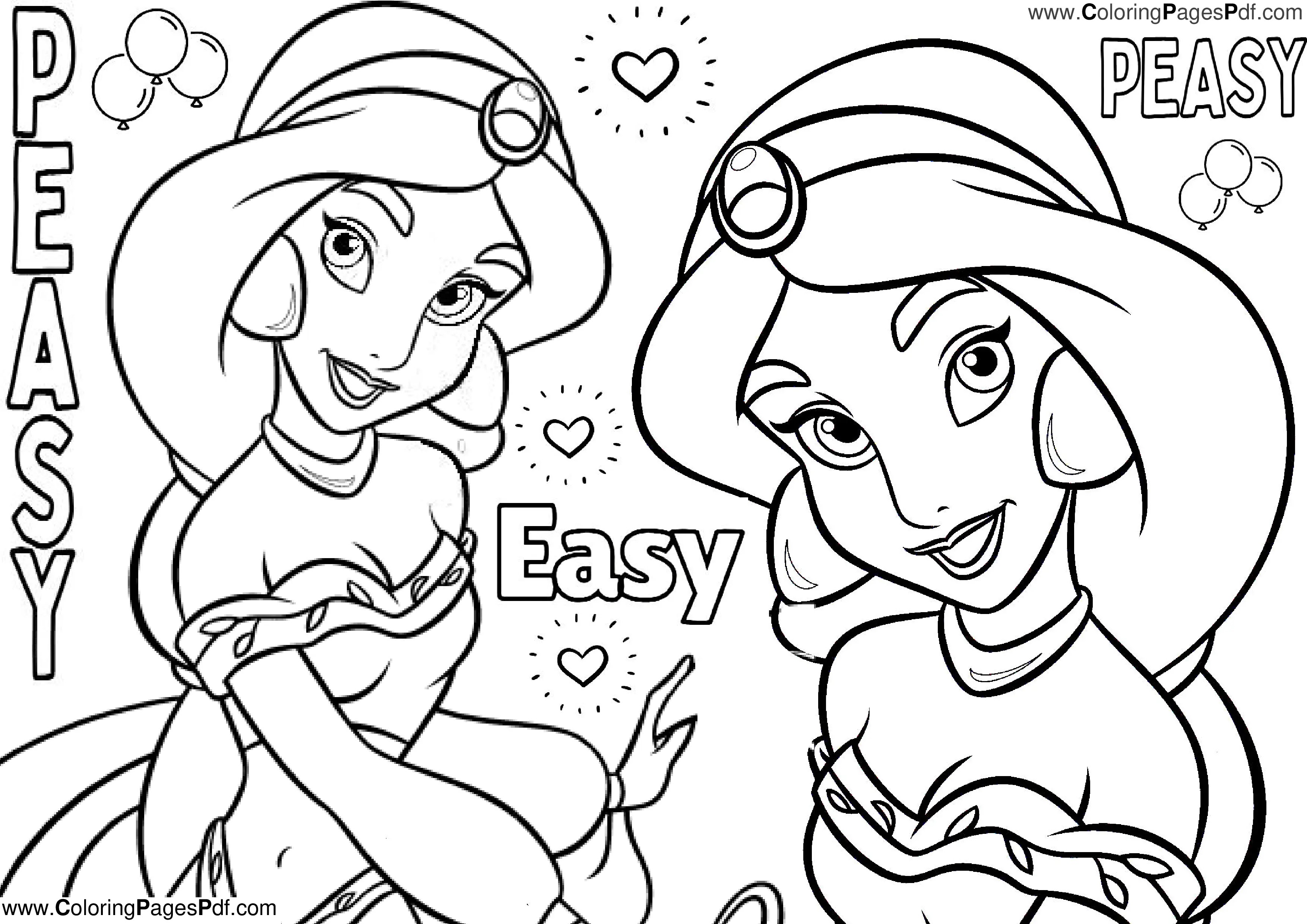 Jasmine coloring pages for kids