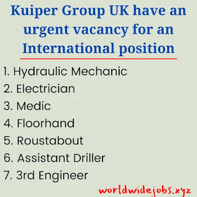 Kuiper Group UK have an urgent vacancy for an International position
