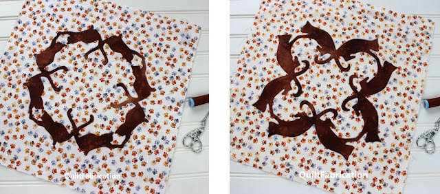 brown cats appliqued on a quilt block