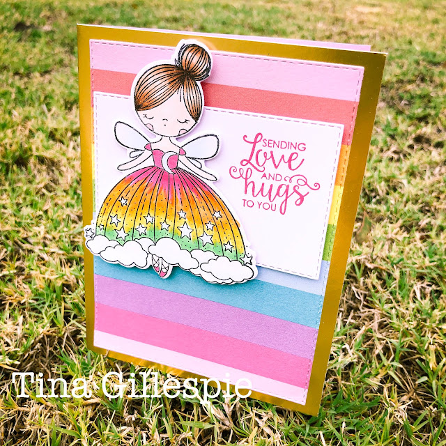 scissorspapercard, Stampin' Up!, Freshly Made Sketches, WaffleFlower Tooth Fairy, JJ's Rainbow DSP, Ribbon Of Courage, Copic Markers