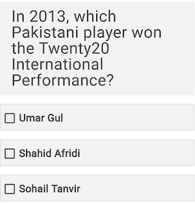 In 2013, which Pakistani player won the Twenty20 International Performance?