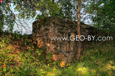 The second German machine-gun bunker from First World War near the forest by the village of Zadvozhe. HDR