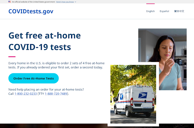 Screenshot of COVIDtests.gov on March 15 2022