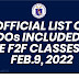 OFFICIAL LIST OF SDOs INCLUDED IN THE F2F CLASSES ON FEB.9, 2022