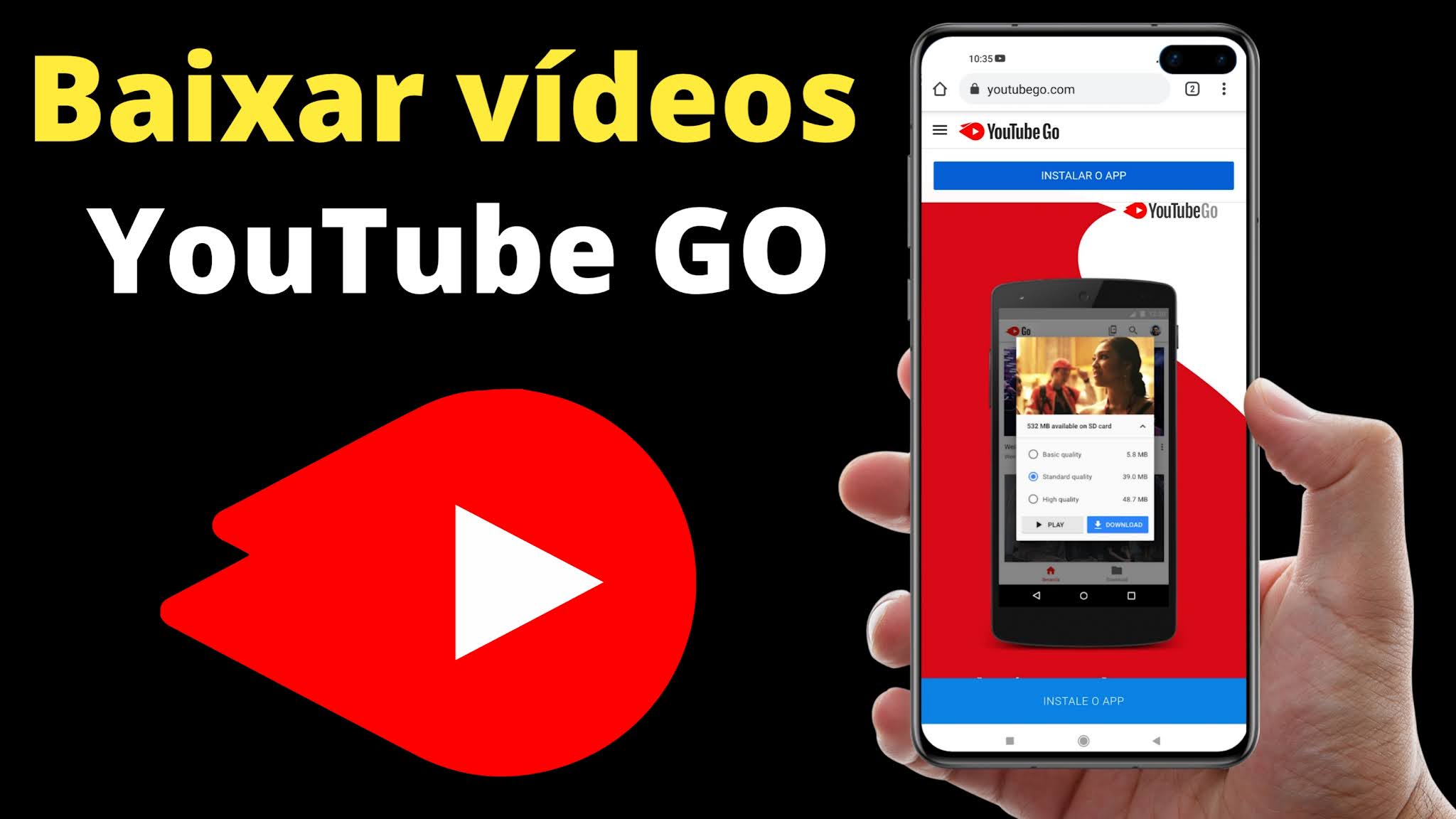 celular com youtube go na mao
