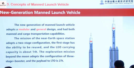 Uma ilustração das duas variantes do novo veículo de lançamento tripulado da China