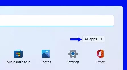 all apps - start menu - win11