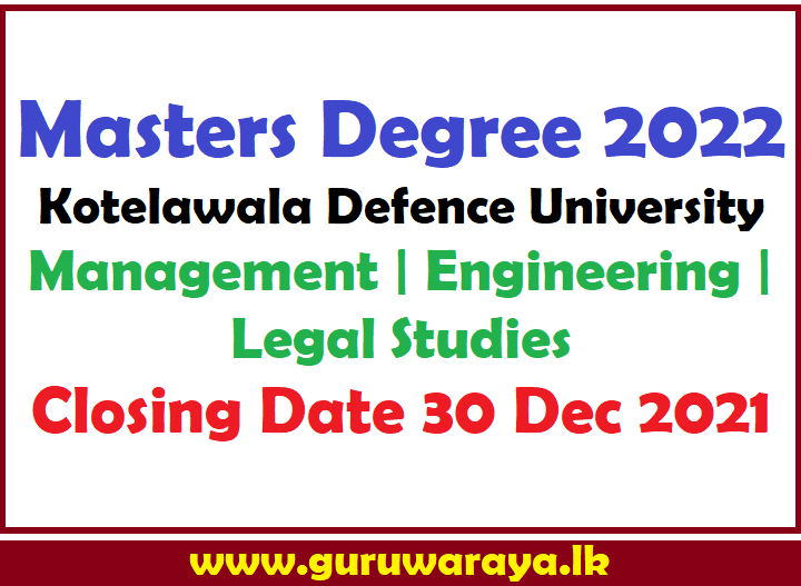 Masters Degree - Kotelawala Defence University 2022