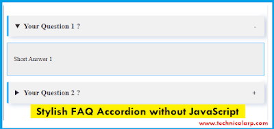 stylish faq accordion collapse and expanding in blogger