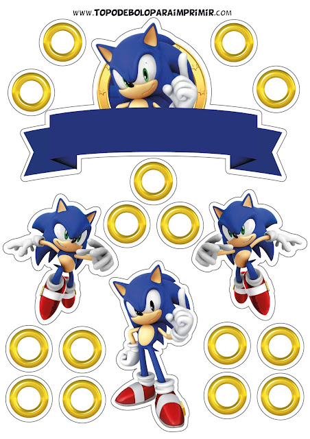 topper de bolo sonic para imprimir