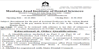 Assistant Professors Post Graduate Degree Jobs Maulana Azad Institute of Dental Sciences