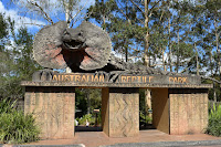 BIG Frilled-Neck Lizard Sculpture at the Australian Reptile Park in Somersby, NSW