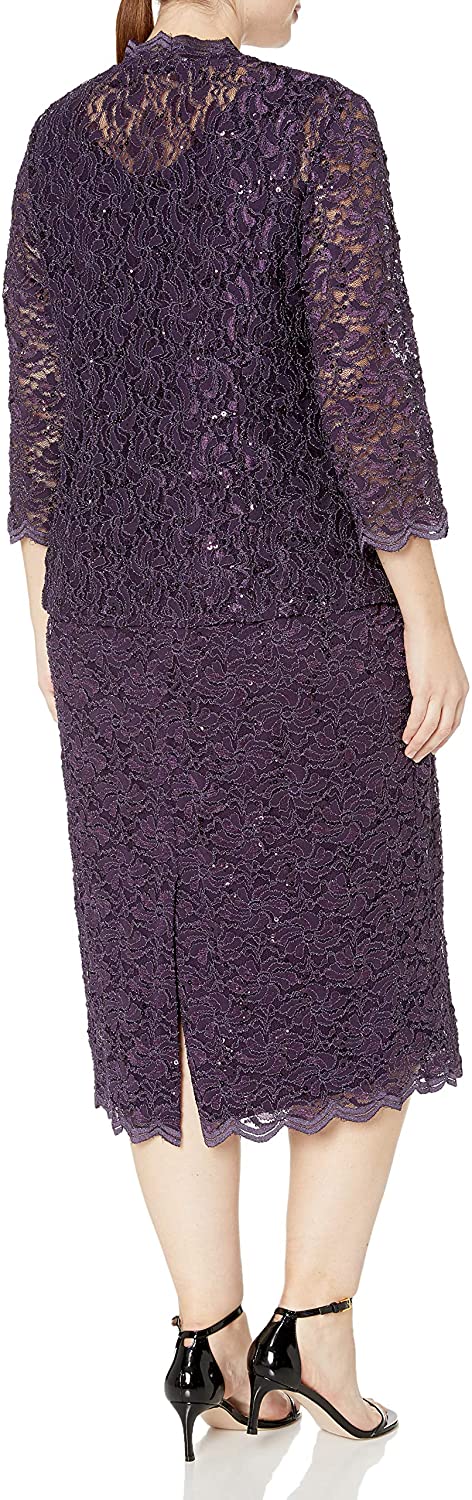 Alex Evenings Women's Plus Size Lace Jacket Dress