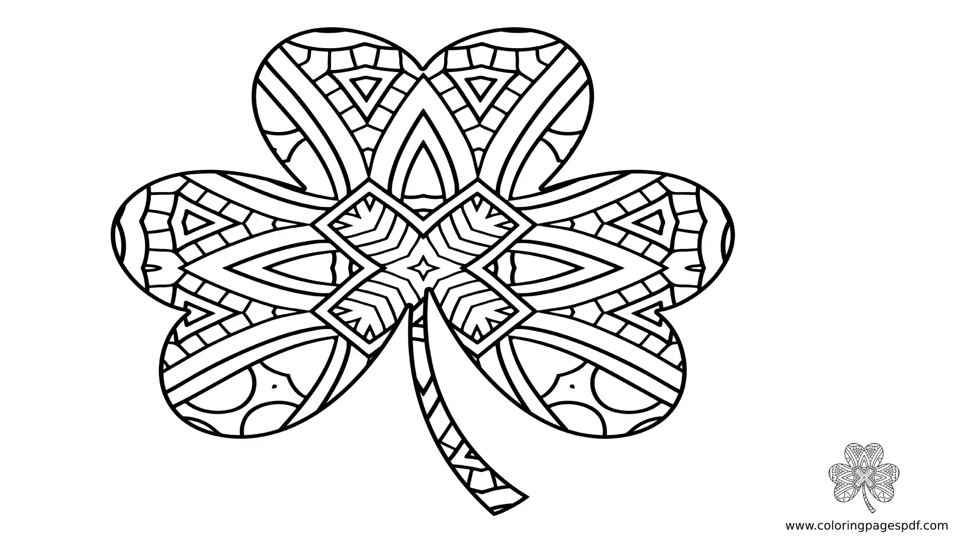 Coloring Pages Of A Shamrock X Shape Mandala